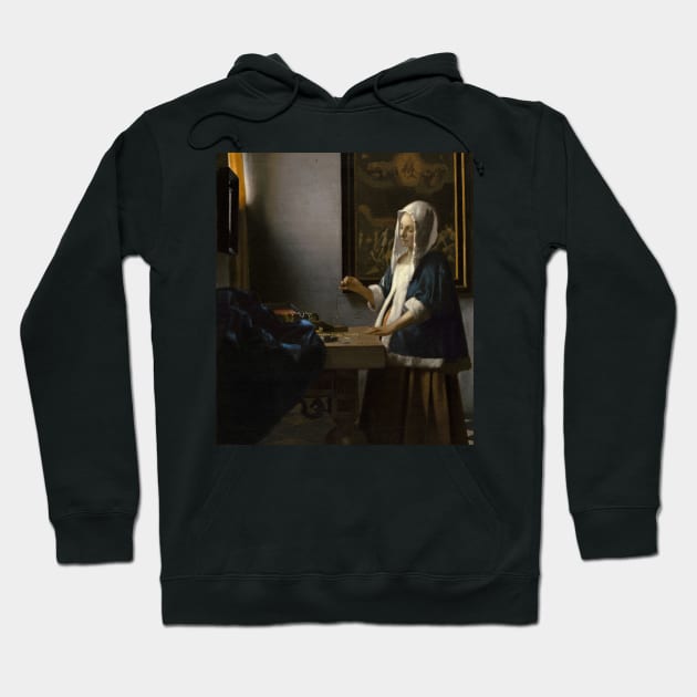 Woman Holding a Balance by Jan Vermeer Hoodie by Classic Art Stall